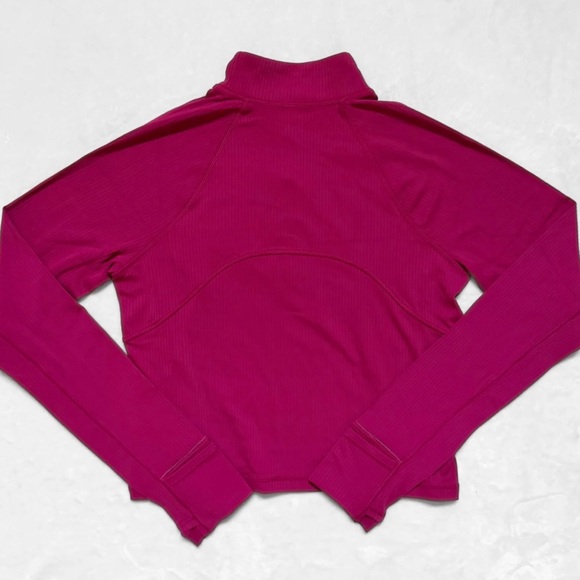 NWT Lululemon It’s Rulu™ Ribbed Cropped Half Zip – Magenta Smoke – Size L - Picture 4 of 11